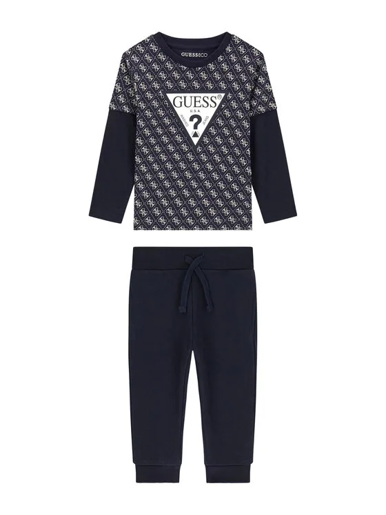 Guess Комплект блуза и панталон N6YG02 K4077 Тъмносин Regular Fit – Детски комплекти
