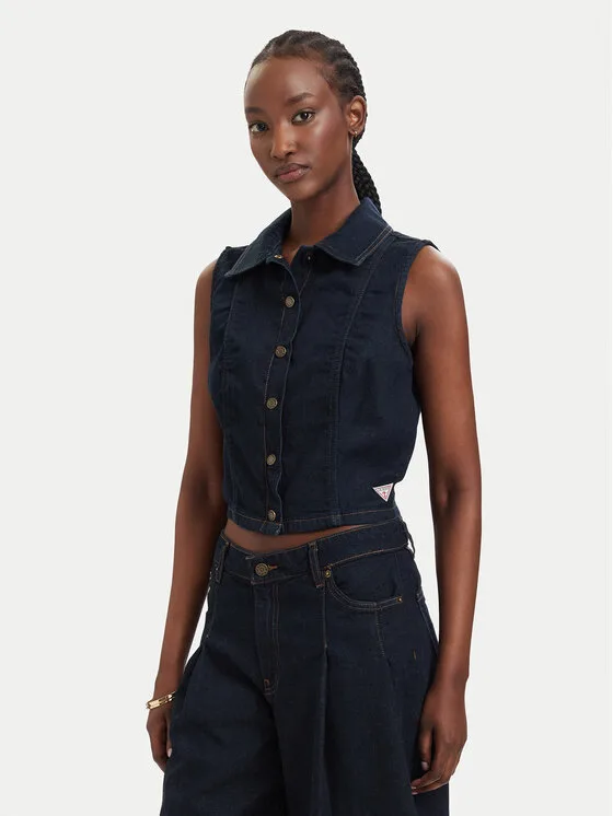 Дамски елек Guess Jeans W6GHZ9 D7971 тъмносин – Дамски елеци