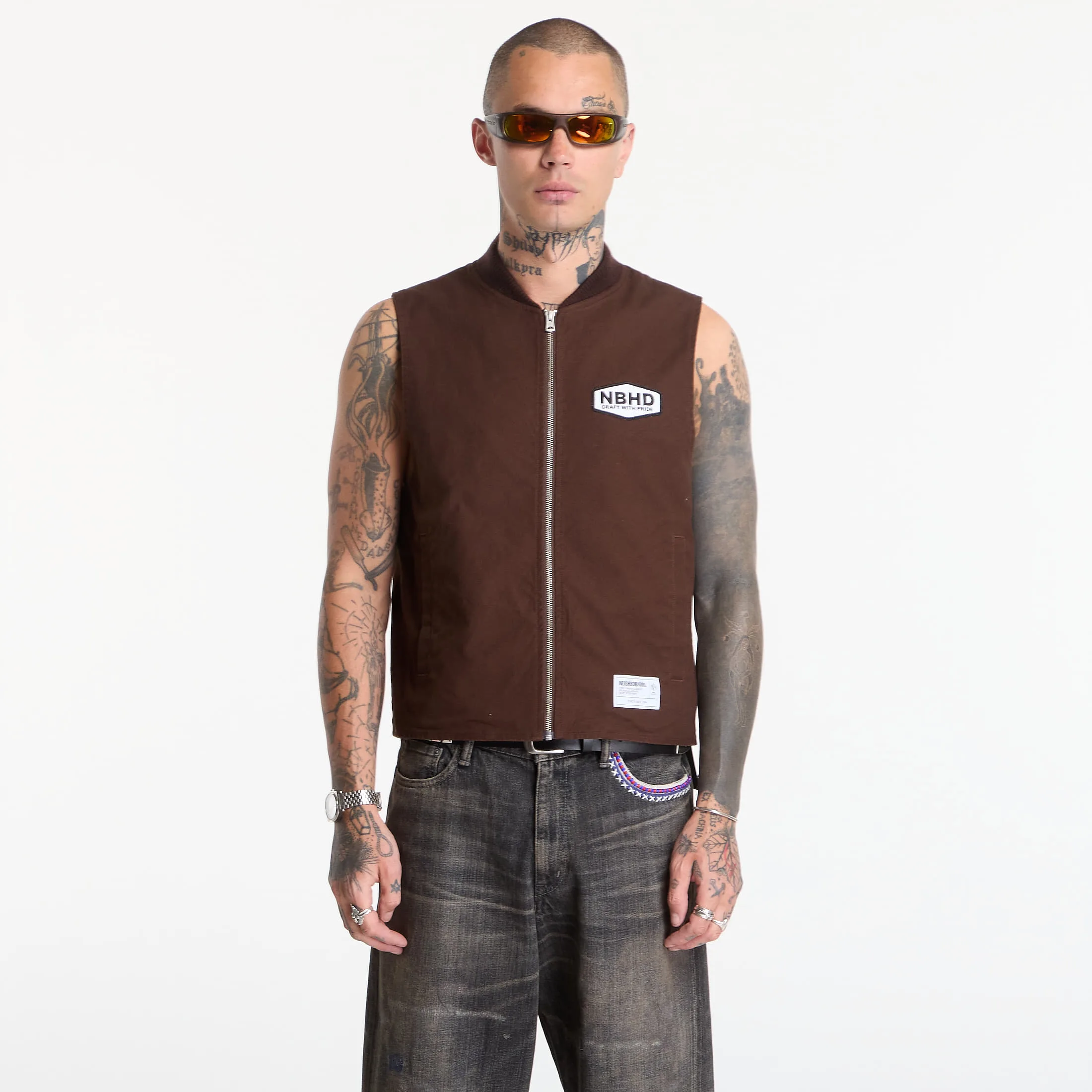 Елек NEIGHBORHOOD Zip Work Vest Brown XL – Мъжки елеци