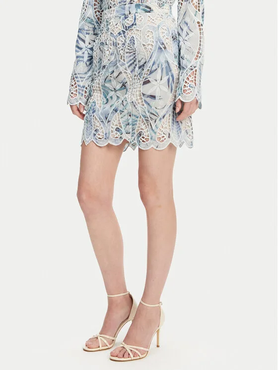 Guess Мини пола W5GD1T WHAD2 Син Regular Fit – Дамски мини поли