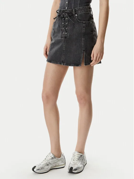 Karl Lagerfeld Jeans Дънкова пола B2W12021 Черен Regular Fit – Дамски дънкови поли