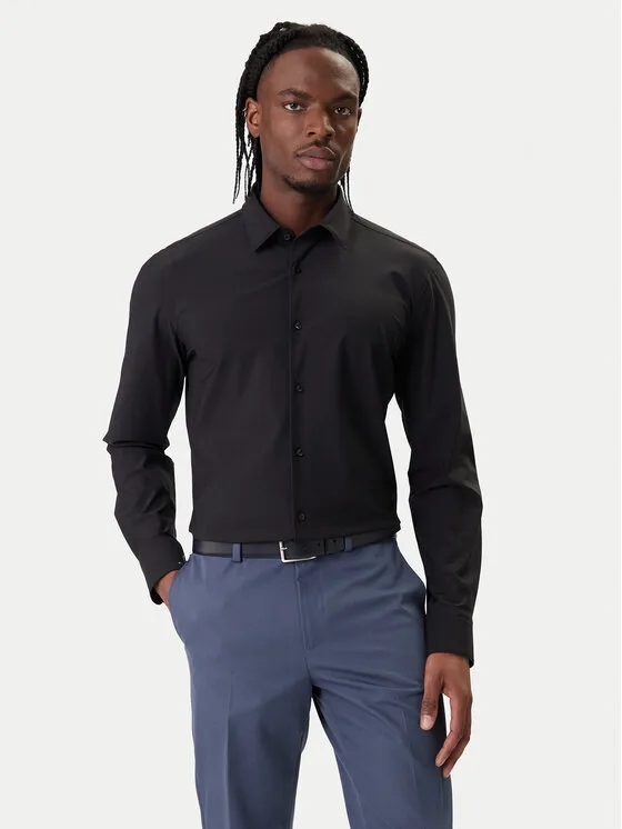BOSS Риза P-Hank 50555747 Черен Slim Fit – Мъжки бизнес ризи