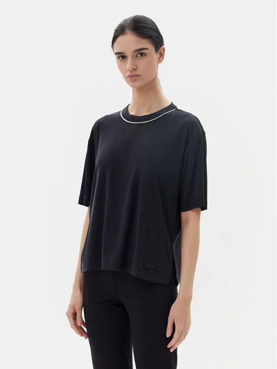EA7 Emporio Armani Тишърт 7W000340 AF12956 UC001 Черен Oversize – Дамски тениски