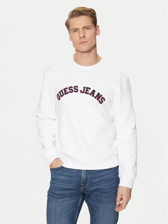 Guess Jeans Суитшърт M5RQ41 KCPR1 Бял Regular Fit – Мъжки суитшърти без цип