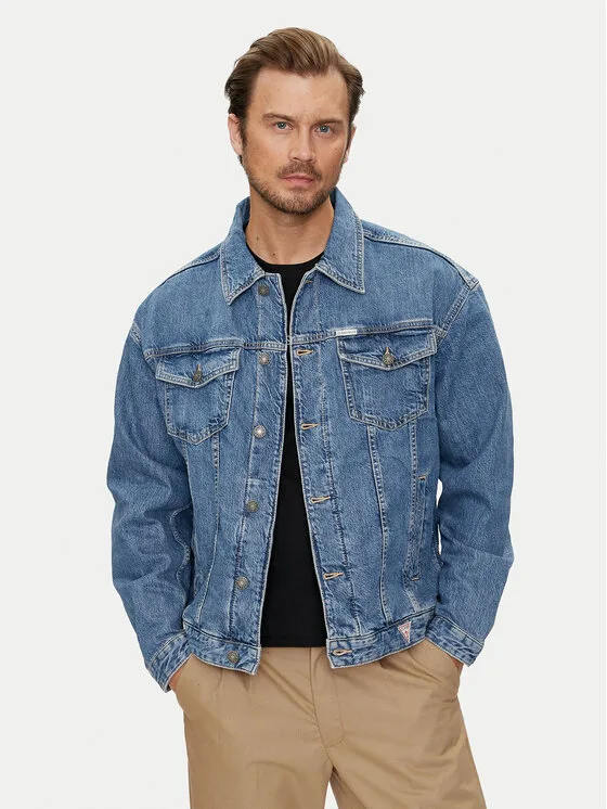 Мъжко дънково яке Guess Jeans D5DO2 синьо – Мъжки дънкови якета