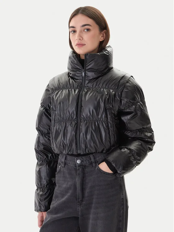 Дамско зимно яке adidas Essentials Glossy 2-In-1 черно – Черен – Дамски зимни якета