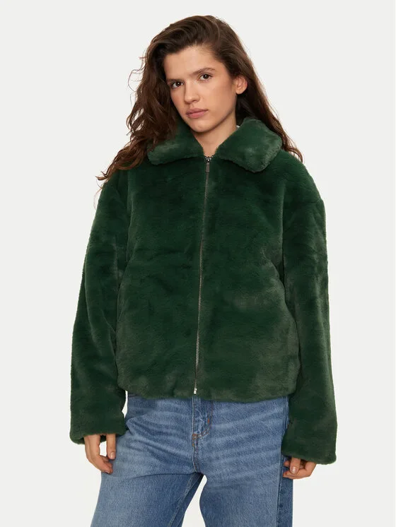 United Colors Of Benetton Кожено палто 2FBDDN06V Зелен Regular Fit – Дамски кожуси