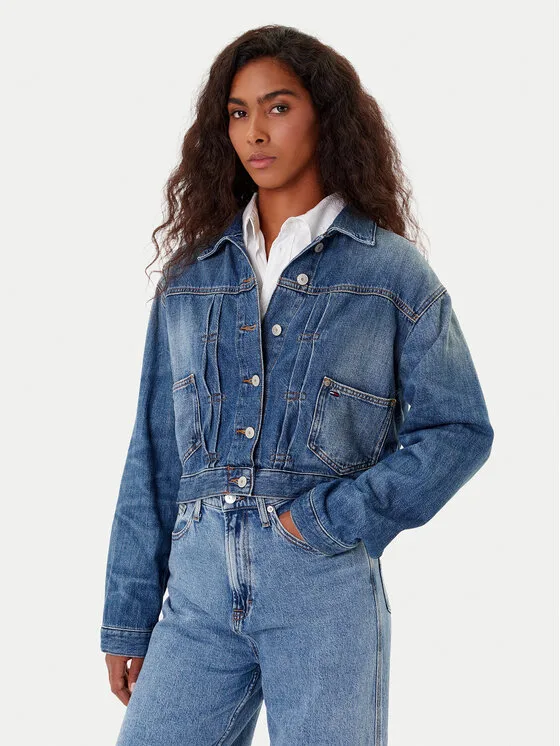 Дамско дънково яке Tommy Jeans DW0DW21061 тъмносиньо – Дамски дънкови якета
