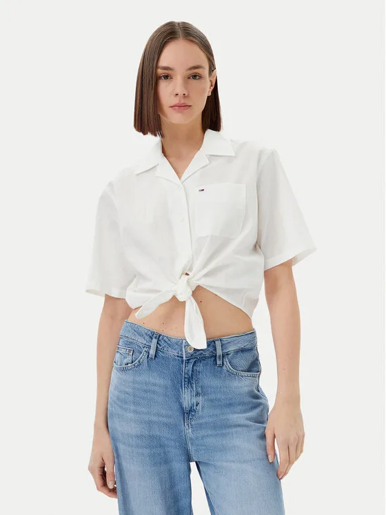 Tommy Jeans Риза DW0DW20286 Екрю Regular Fit – Кремав – Дамски ежедневни ризи
