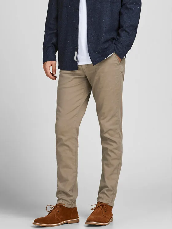 Jack & Jones Текстилни панталони Marco Dave 12174307 Бежов Slim Fit – Мъжки текстилни панталони