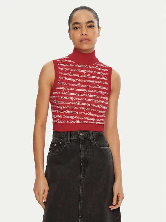 Tommy Jeans Поло DW0DW19346 Червен Slim Fit – Дамски поло пуловери
