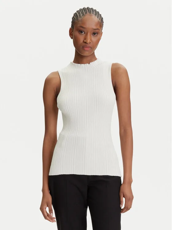 HUGO Блуза Sarepilk 50542597 Екрю Slim Fit – Кремав – Дамски блузи