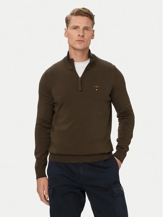Aeronautica Militare Пуловер 262MA1670UL00506 Кафяв Regular Fit – Мъжки пуловери и жилетки