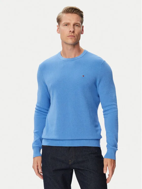 Tommy Hilfiger Пуловер Essential MW0MW36347 Светлосин Regular Fit – Мъжки пуловери и жилетки