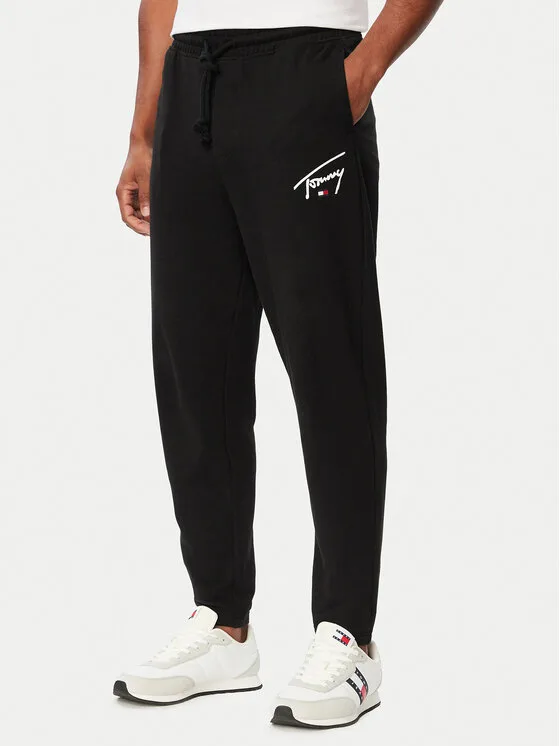 Tommy Jeans Долнище анцуг Signature DM0DM23593 Черен Regular Fit – Мъжки спортни панталони