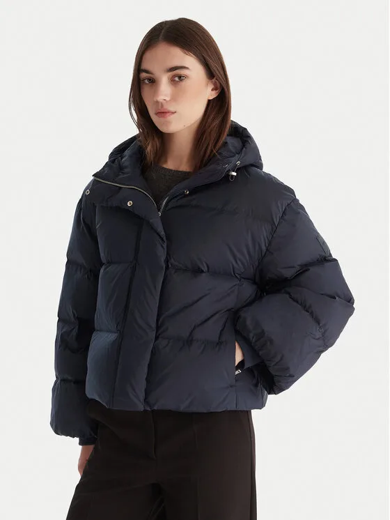 Calvin Klein Пухено яке LV044D525G Тъмносин Relaxed Fit – Дамски пухени якета