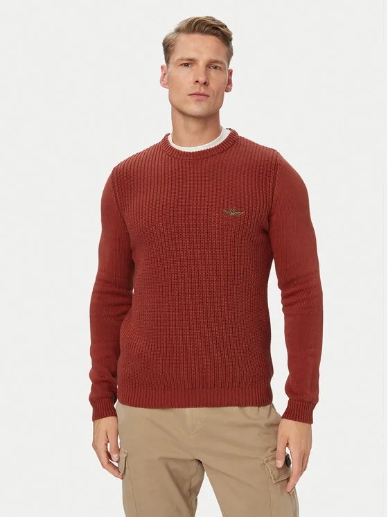Aeronautica Militare Пуловер 262MA1571UL00409 Червен Regular Fit – Мъжки пуловери и жилетки