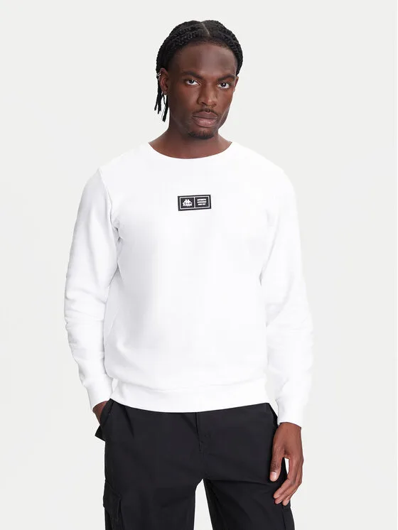 Kappa Суитшърт Authentic Nymphe 321Y1MW Бял Comfort Fit – Мъжки суитшърти без цип