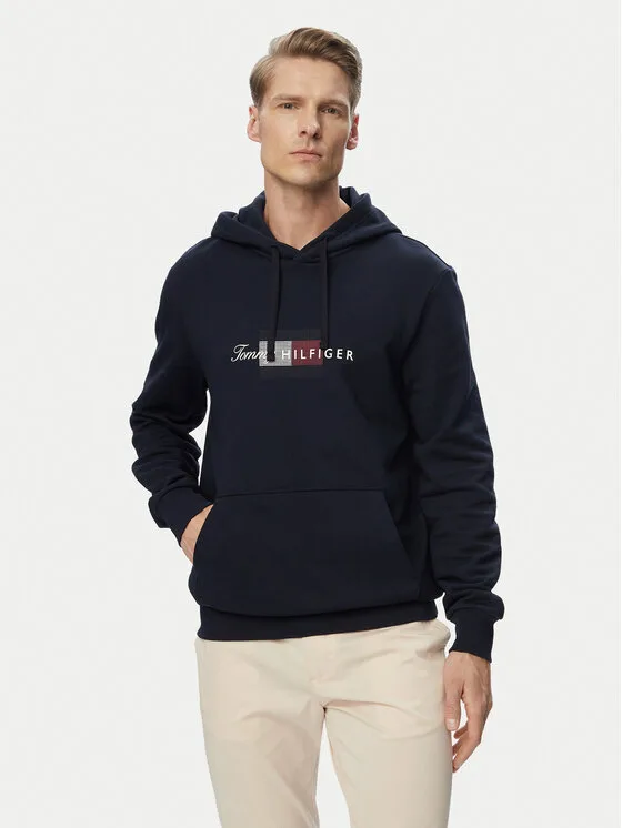 Tommy Hilfiger Суитшърт Script Flag MW0MW43220 Тъмносин Regular Fit – Мъжки суитшърти без цип