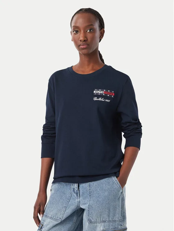 Tommy Jeans Блуза DW0DW23807 Тъмносин Relaxed Fit – Дамски блузи