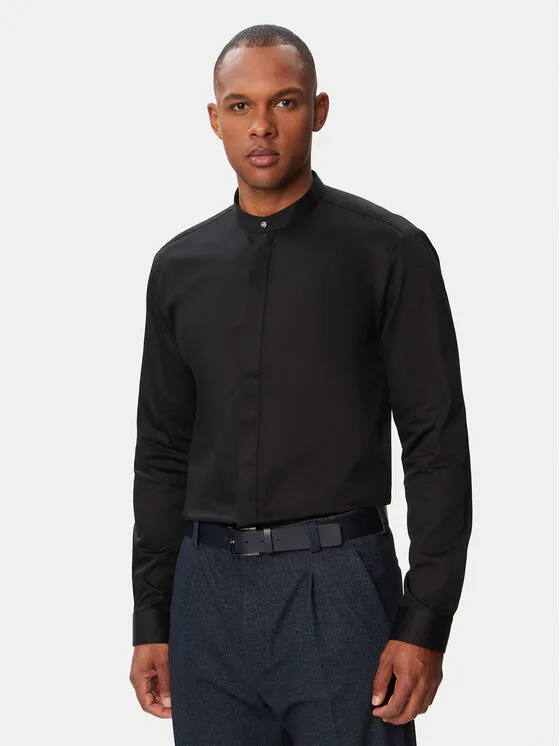 HUGO Риза Kaleb 50544949 Черен Slim Fit – Мъжки бизнес ризи