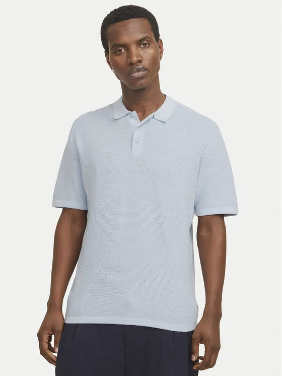 Jack & Jones Пуловер George 12268281 Светлосин Relaxed Fit – Мъжки поло тениски