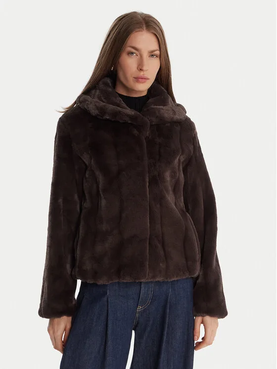 Guess Кожено палто W0BL0N WDCH0 Кафяв Regular Fit – Дамски кожуси