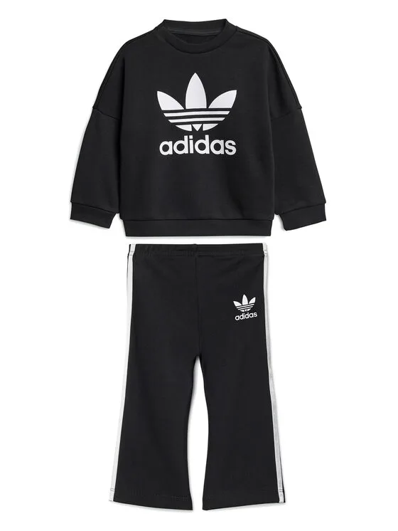 adidas Комплект суитшърт и клин JC7867 Черен Flared Fit – Детски комплекти