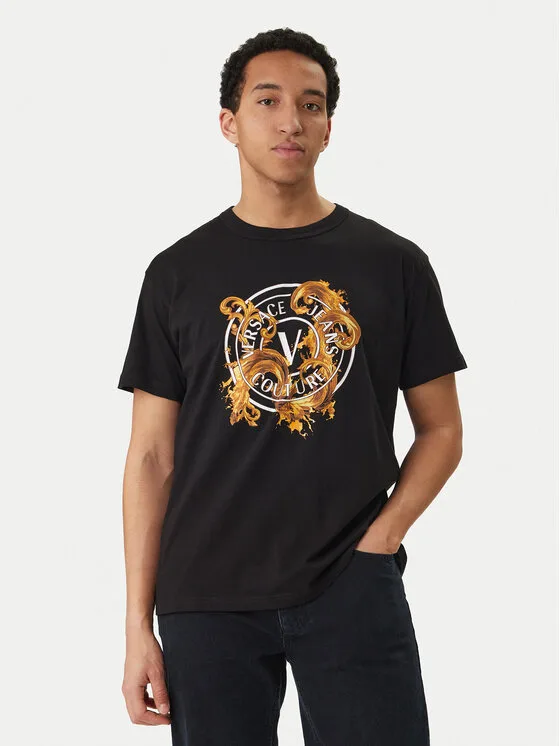 Versace Jeans Couture Тишърт 80GAHE01 CJ00E Черен Regular Fit – Мъжки поло тениски