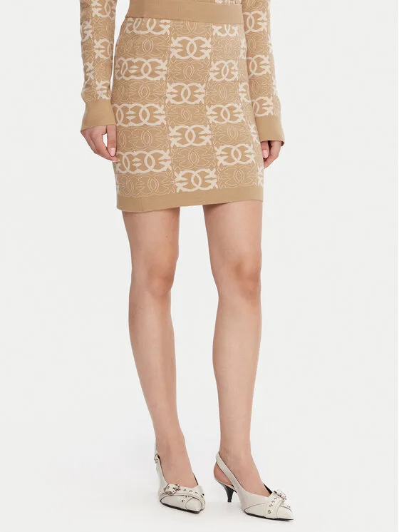 PINKO Мини пола Bang Bang 106040 A2YD Бежов Slim Fit – Дамски мини поли