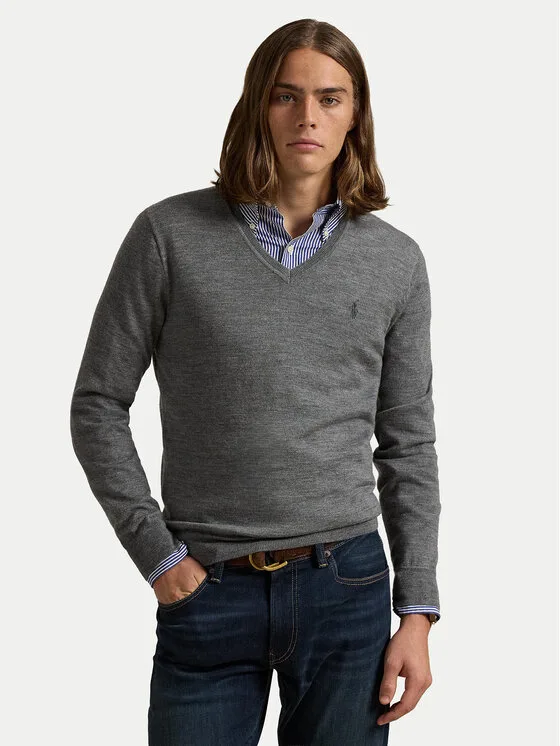Polo Ralph Lauren Пуловер 710941105002 Тъмносив Regular Fit – Мъжки пуловери и жилетки