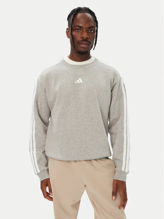 adidas Суитшърт Essentials 3-Stripes Fleece KY4158 Сив Regular Fit – Мъжки суитшърти без цип