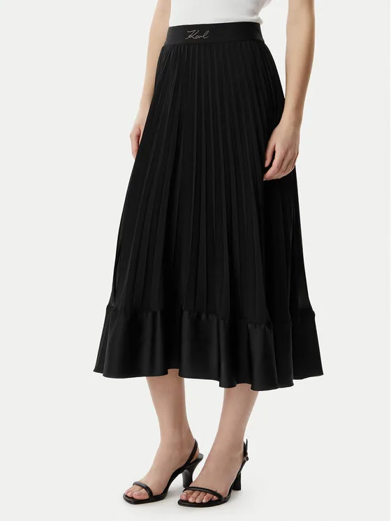 KARL LAGERFELD Плисирана пола B2W12003 Черен Regular Fit – Дамски плисирани поли