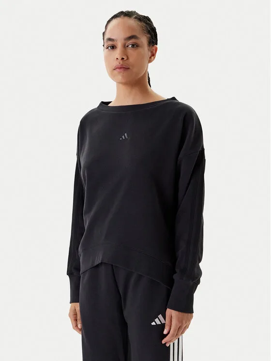 adidas Суитшърт Seasonal Essentials 3-Stripes JM1900 Черен Regular Fit – Дамски суитшърти без цип