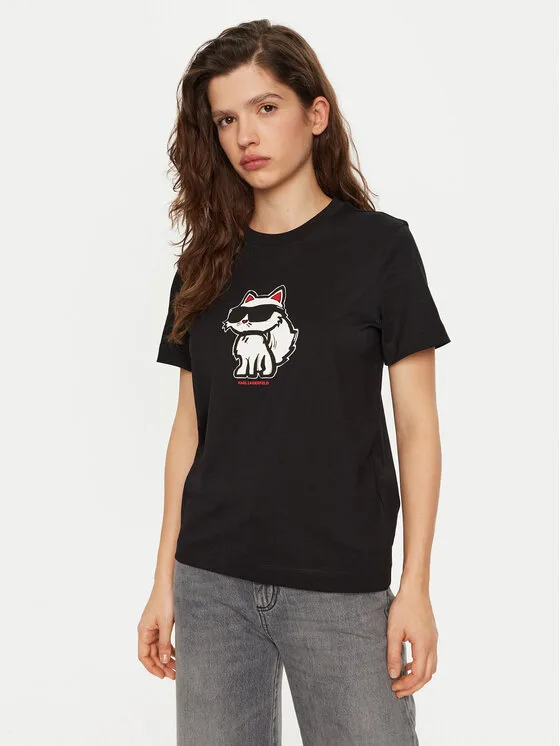 KARL LAGERFELD Тишърт A1W17128 Черен Regular Fit – Дамски тениски