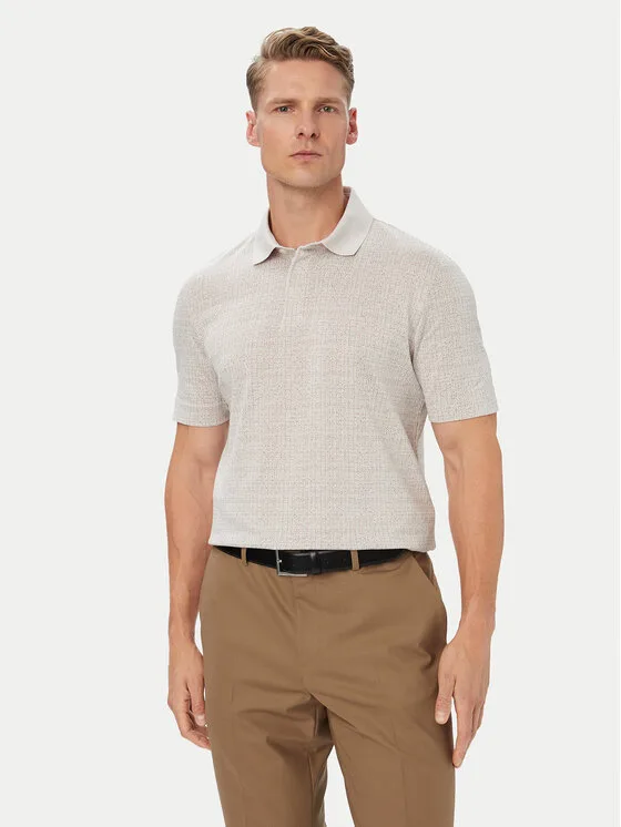 BOSS Тениска с яка и копчета H-Pack 181 50565298 Бежов Regular Fit – Мъжки поло тениски