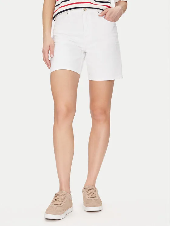Дамски дънкови шорти Tommy Hilfiger Dnm Straight Rw бели – Бял