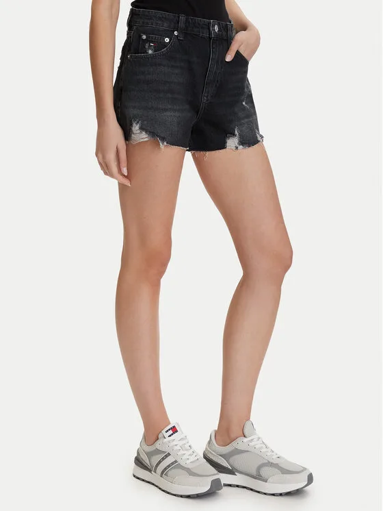 Дамски дънкови шорти Tommy Jeans DW0DW22687 черни – Черен