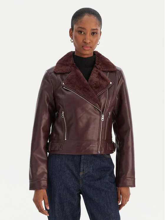 Vero Moda Яке от имитация на кожа Hailey 10250405 Виолетов Regular Fit – Дамски кожени якета