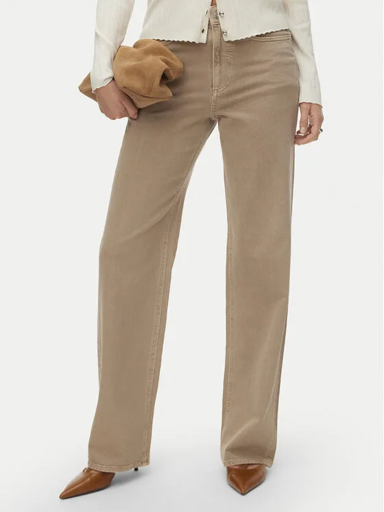 Vero Moda Дънки Tessa 10288257 Бежов Wide Leg – Дамски wide leg дънки