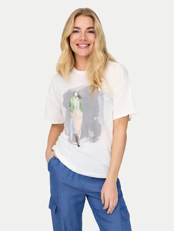 ONLY Тишърт Melina 15342876 Бял Regular Fit – Дамски тениски