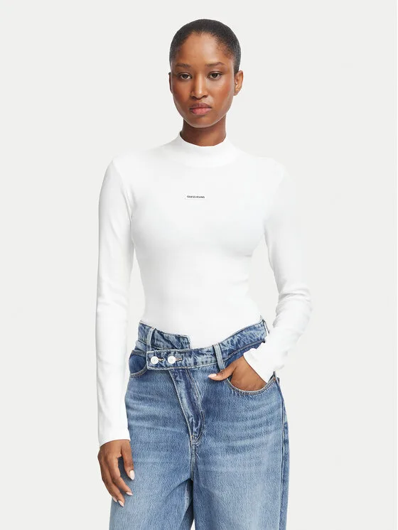 Дамска блуза Guess Jeans W6BP06 K5471 бяла – Дамски блузи