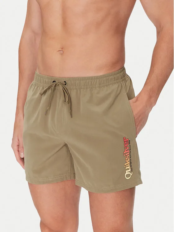 Quiksilver Плувни шорти Spl Fineline Volley 15 EQYJV04141 Каки Regular Fit – Мъжки бански