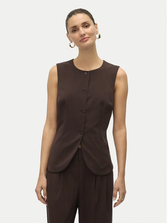 Vero Moda Елек Sigga 10336320 Кафяв Regular Fit – Дамски елеци