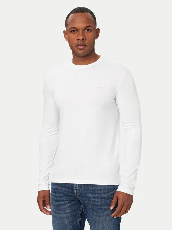 Мъжка блуза с дълъг ръкав Guess M6YI28 K3733 бяла – Мъжки тениски с дълъг ръкав