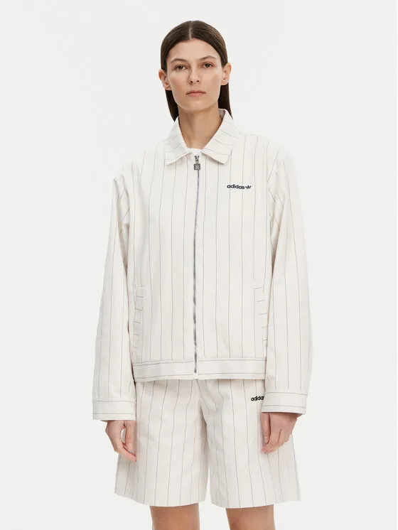Дамско яке adidas Pinstripe Harrington бяло – Дамски преходни якета