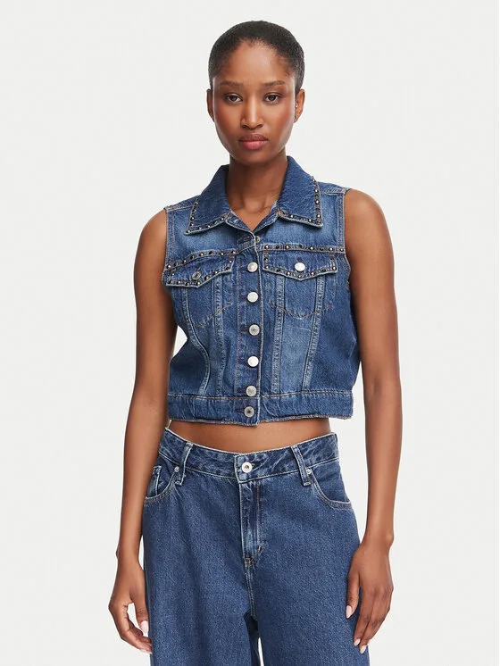 Guess Елек W6YN06 D1344 Син Regular Fit – Дамски елеци