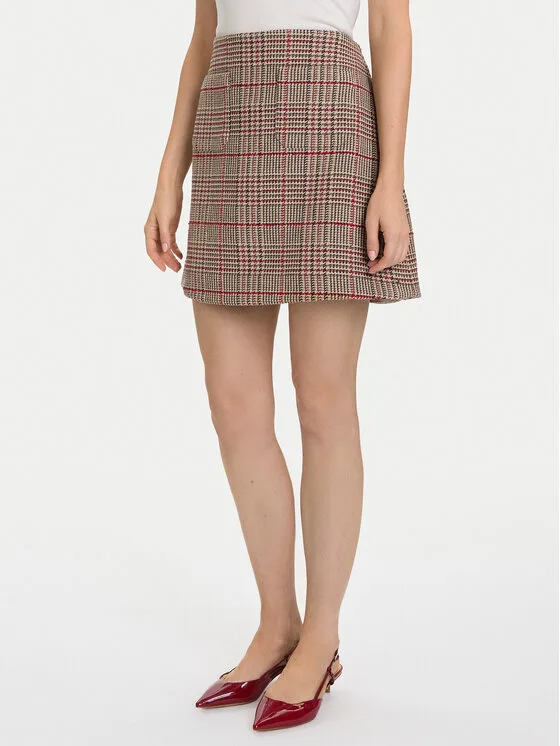 Tommy Hilfiger Мини пола Seasonal WW0WW48265 Бежов Regular Fit – Дамски мини поли