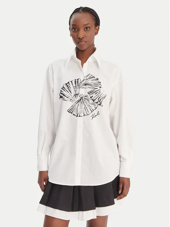 KARL LAGERFELD Риза B1W11002 Бял Relaxed Fit – Дамски ежедневни ризи