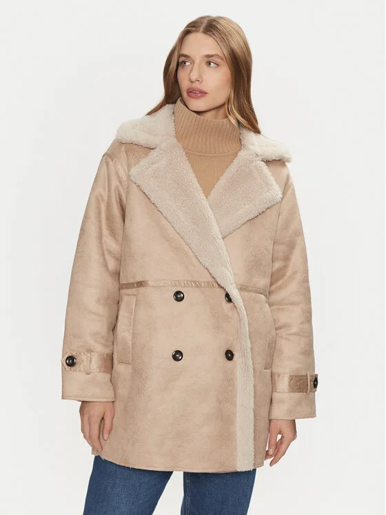 ONLY Кожух Ylva 15322402 Бежов Regular Fit – Дамски кожуси